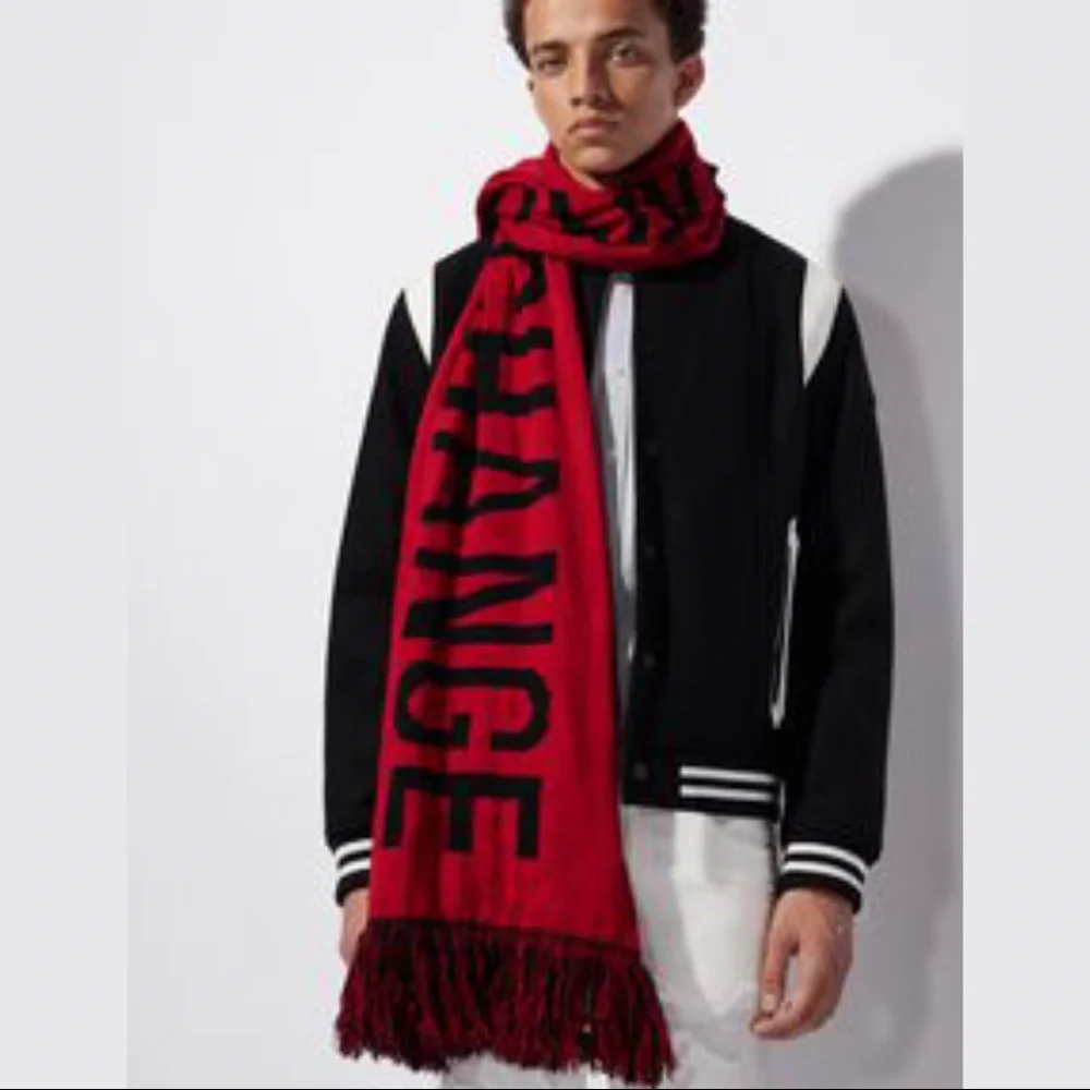 NWT Armani Exchange Scarlet Sega Logo Red & Black Scarf